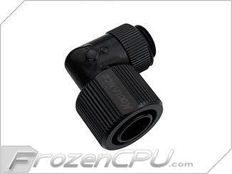 Koolance 1/2" (13mm) ID x 5/8" (16mm) OD G1/4 Threaded Angled Nozzle - Single - Black (NZL-L13-BK) - Digital Outpost LLC