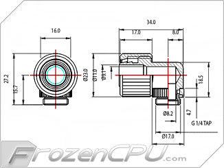 Koolance 1/2" (13mm) ID x 5/8" (16mm) OD G1/4 Threaded Angled Nozzle - Single - Black (NZL-L13-BK) - Digital Outpost LLC