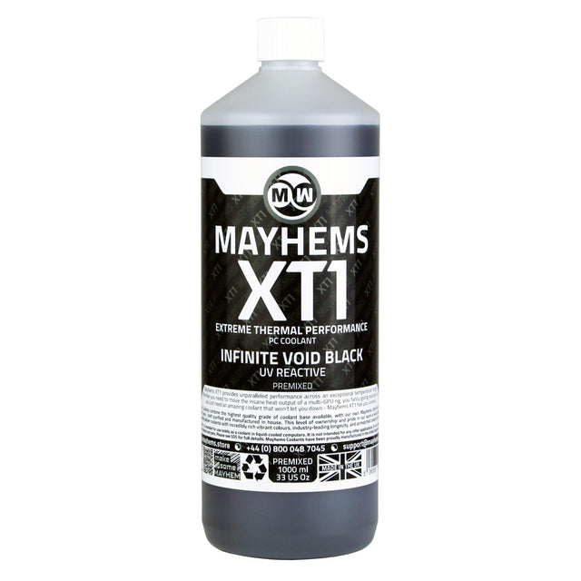 Mayhems - PC Coolant - XT-1 Premix - Thermal Performance Series, UV Fluorescent, 1L, Infinite Void Black - Digital Outpost LLC